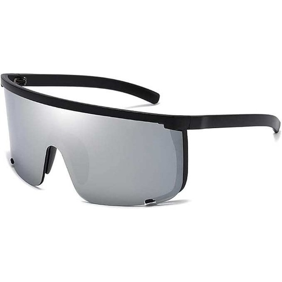 Shield Sunglasses Silver Mirrored Lens Visor Cyclops Sport Sun Glasses Lentes - Picture 5 of 12